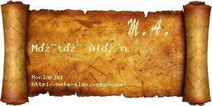 Máté Alán névjegykártya