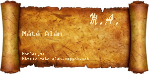 Máté Alán névjegykártya